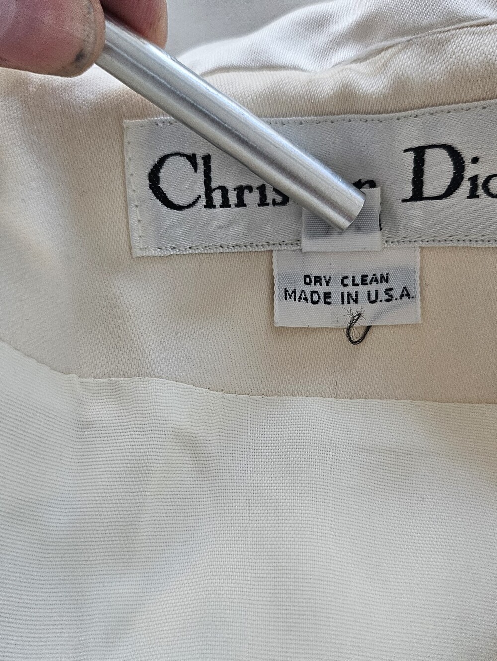 Christian Dior Ivory Double Breasted Blazer Silk Wool Vintage USA Size 10 - Picture 13 of 13